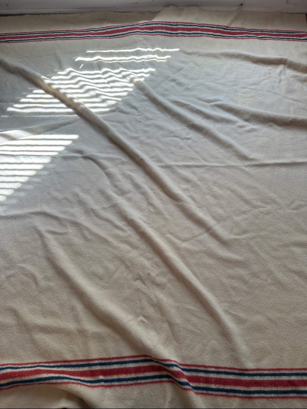 Vintage 1930s/40s Wool Striped Border Camp Blanket Southwestern